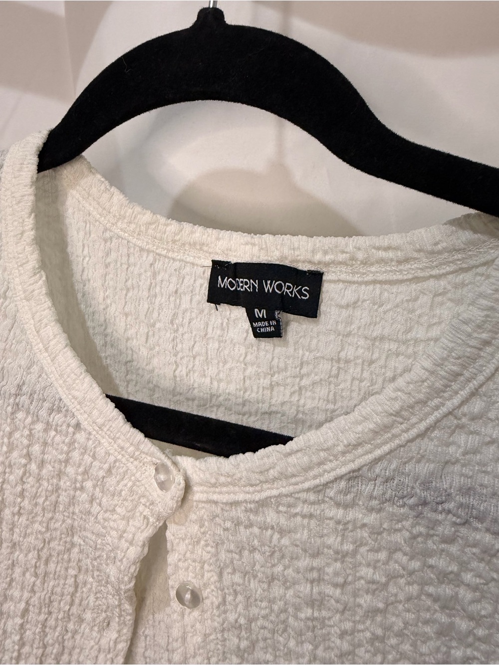 Modern Works Cream Textured Button-Front Cardigan - Picture 3 of 4